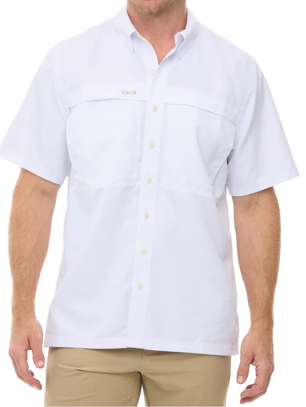GAMEGUARD OUTDOORS MEN'S WHITE MICROFIBER FISHING SHIRT